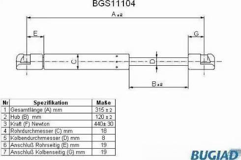 Bugiad BGS11104 - Plinski amortizer, hauba motora www.molydon.hr