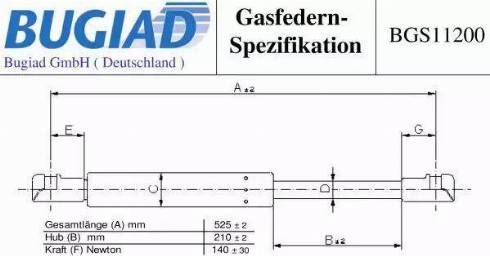 Bugiad BGS11200 - Plinski amortizer, zadnji vjetrobran www.molydon.hr