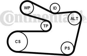 Contitech 6PK1733WP1 - Vodena pumpa + garnitura klinastog rebrastog remena www.molydon.hr