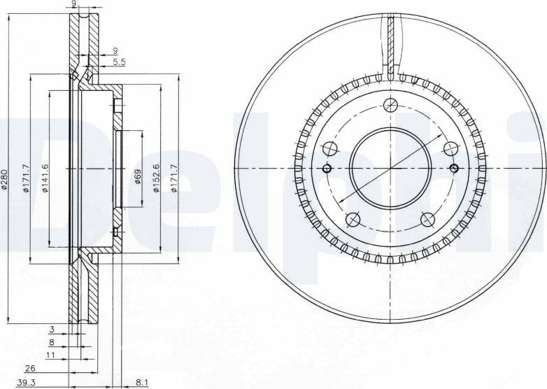 Delphi BG3861C18B1 - Kočioni disk www.molydon.hr