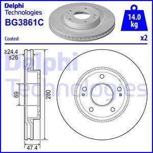 Delphi BG3861C - Kočioni disk www.molydon.hr