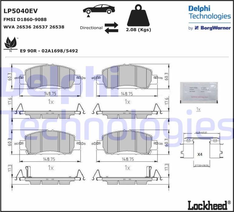 Delphi LP5040EV - Komplet Pločica, disk-kočnica www.molydon.hr