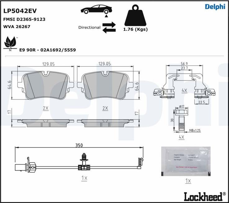 Delphi LP5042EV - Komplet Pločica, disk-kočnica www.molydon.hr