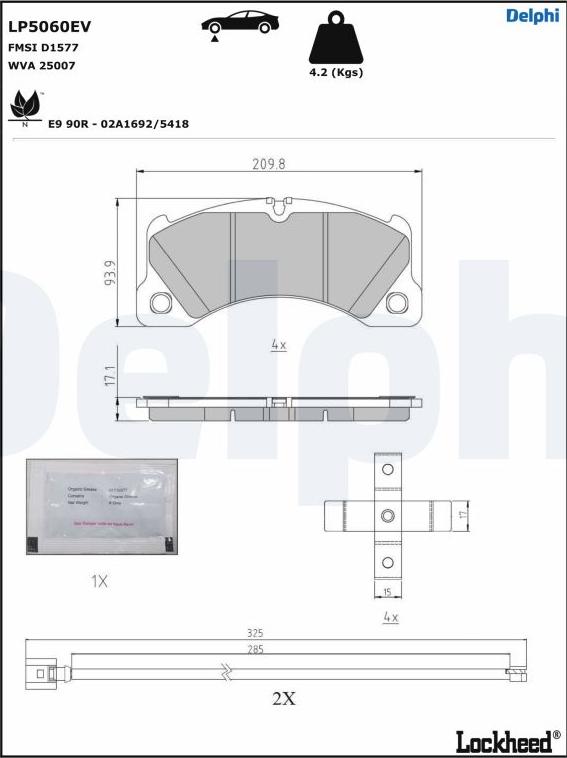 Delphi LP5060EV - Komplet Pločica, disk-kočnica www.molydon.hr