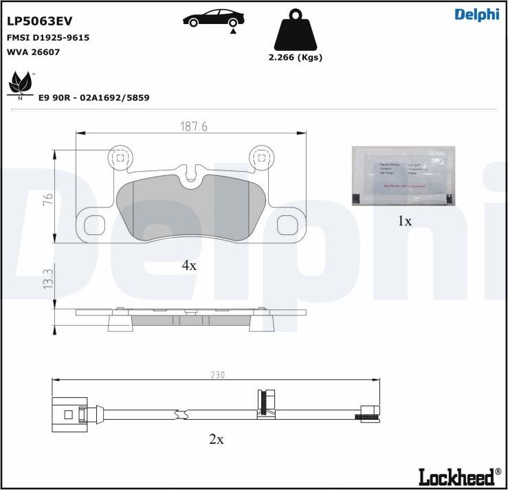 Delphi LP5063EV - Komplet Pločica, disk-kočnica www.molydon.hr