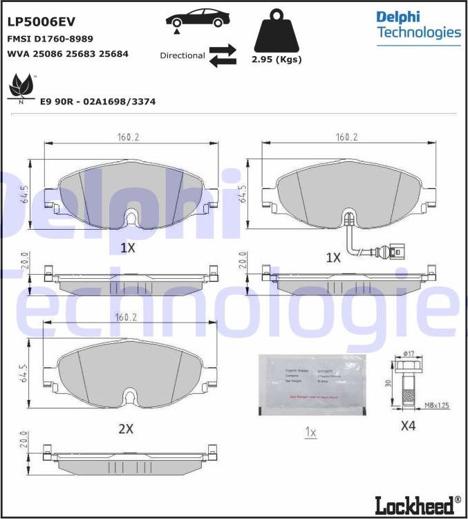 Delphi LP5006EV - Komplet Pločica, disk-kočnica www.molydon.hr