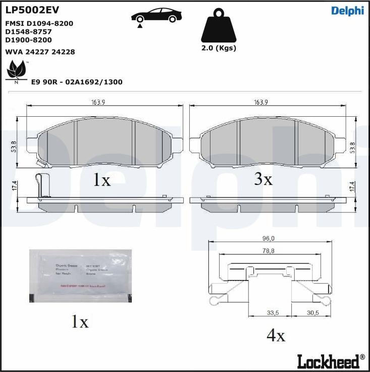 Delphi LP5002EV - Komplet Pločica, disk-kočnica www.molydon.hr