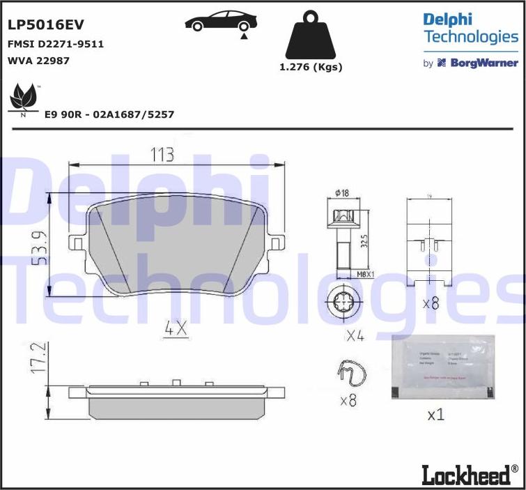 Delphi LP5016EV - Komplet Pločica, disk-kočnica www.molydon.hr