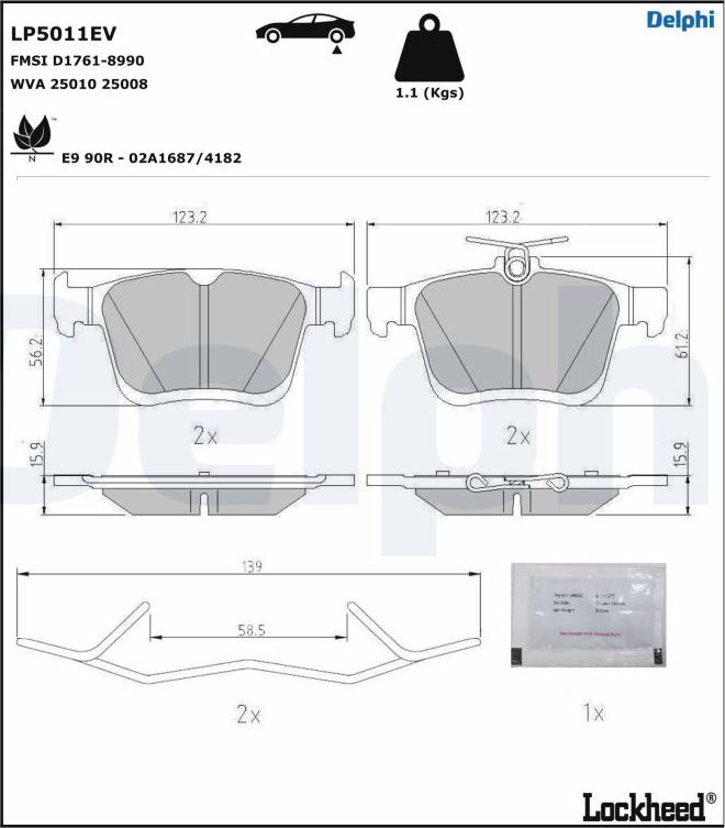 Delphi LP5011EV - Komplet Pločica, disk-kočnica www.molydon.hr