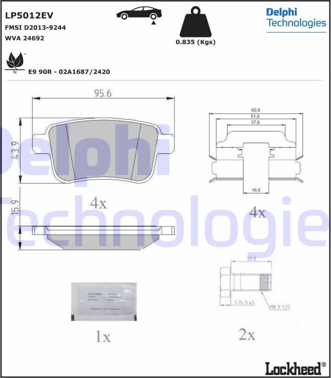 Delphi LP5012EV - Komplet Pločica, disk-kočnica www.molydon.hr