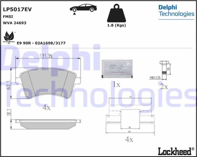 Delphi LP5017EV - Komplet Pločica, disk-kočnica www.molydon.hr