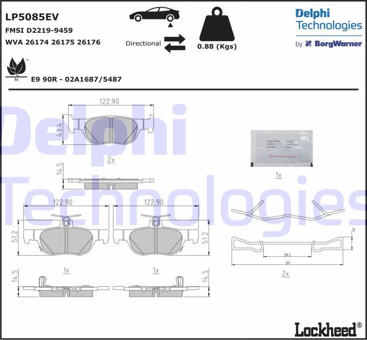 Delphi LP5085EV - Komplet Pločica, disk-kočnica www.molydon.hr