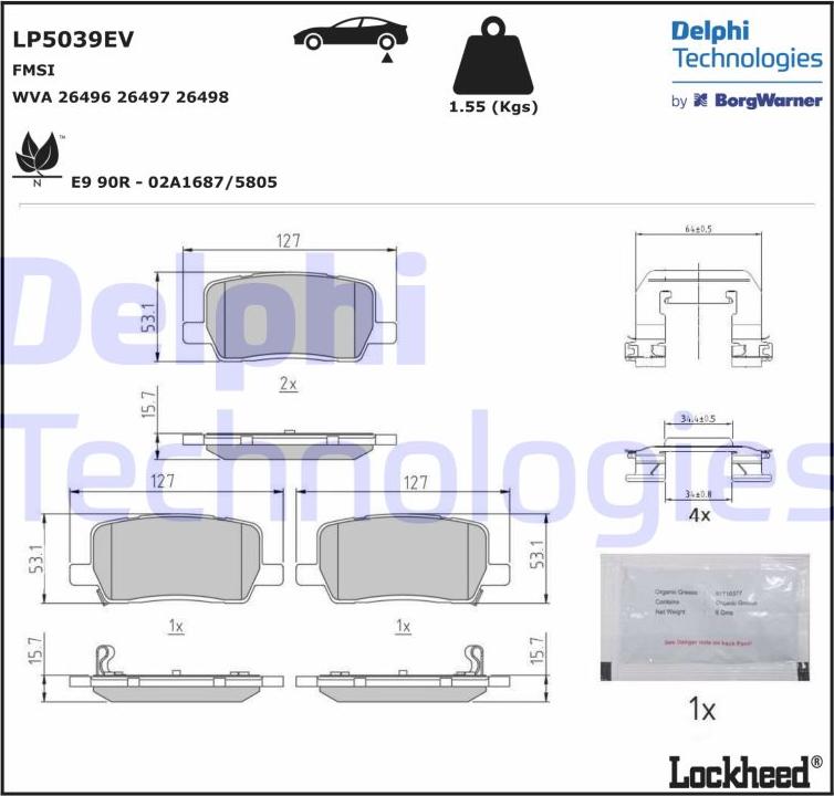 Delphi LP5039EV - Komplet Pločica, disk-kočnica www.molydon.hr