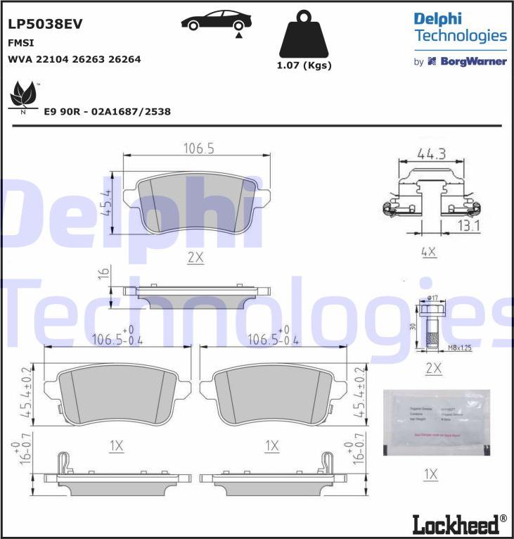 Delphi LP5038EV - Komplet Pločica, disk-kočnica www.molydon.hr