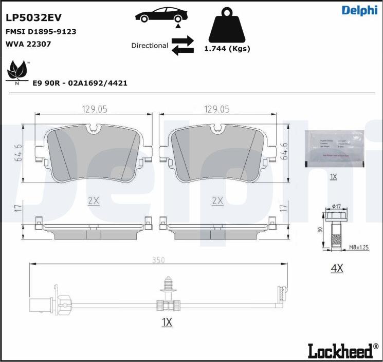 Delphi LP5032EV - Komplet Pločica, disk-kočnica www.molydon.hr