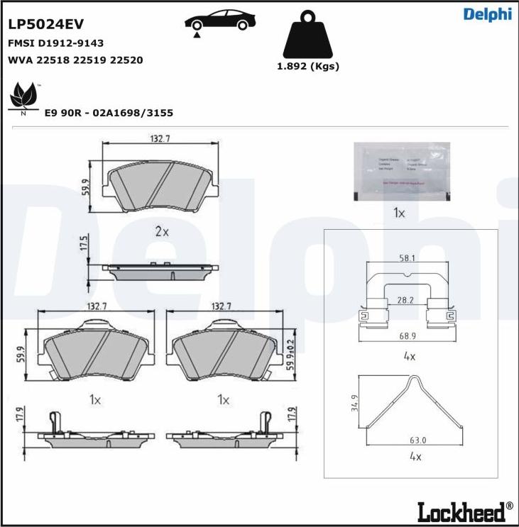 Delphi LP5024EV - Komplet Pločica, disk-kočnica www.molydon.hr