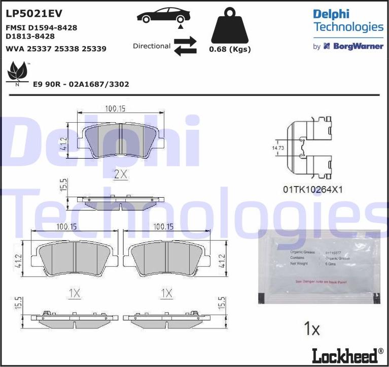 Delphi LP5021EV - Komplet Pločica, disk-kočnica www.molydon.hr