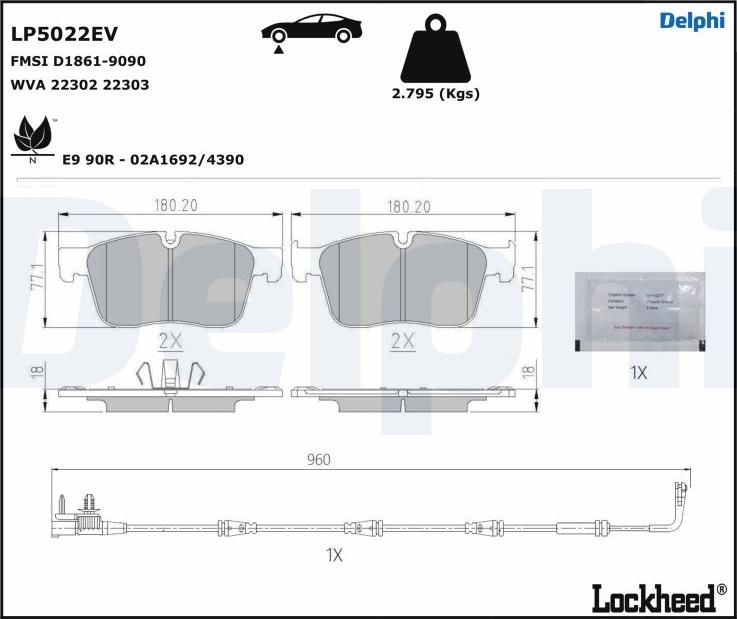 Delphi LP5022EV - Komplet Pločica, disk-kočnica www.molydon.hr