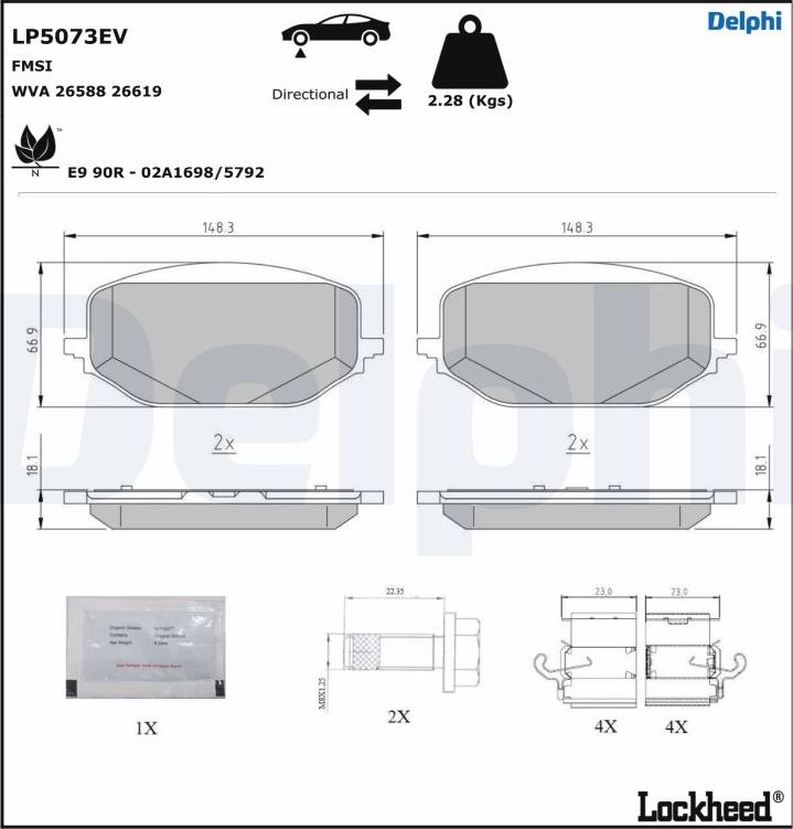 Delphi LP5073EV - Komplet Pločica, disk-kočnica www.molydon.hr