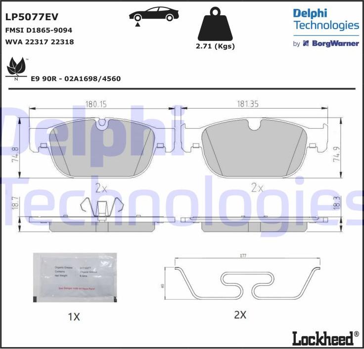 Delphi LP5077EV - Komplet Pločica, disk-kočnica www.molydon.hr