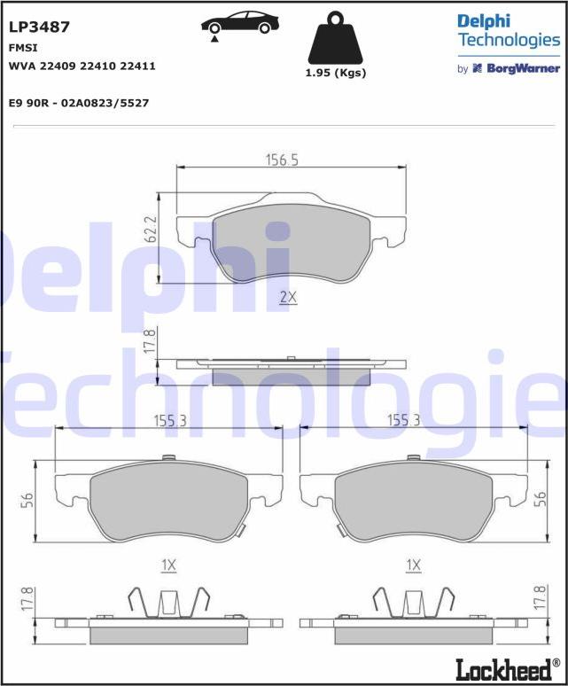 Delphi LP3487 - Komplet Pločica, disk-kočnica www.molydon.hr