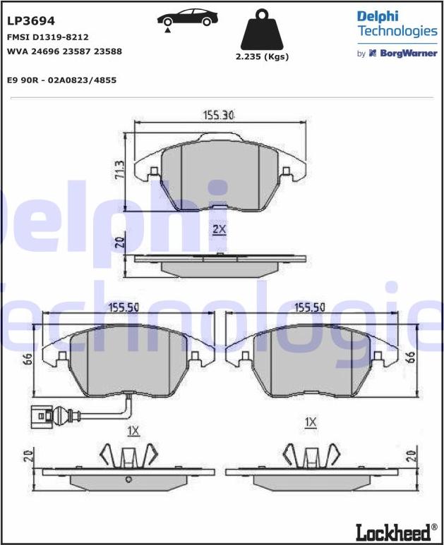 Delphi LP3694 - Komplet Pločica, disk-kočnica www.molydon.hr