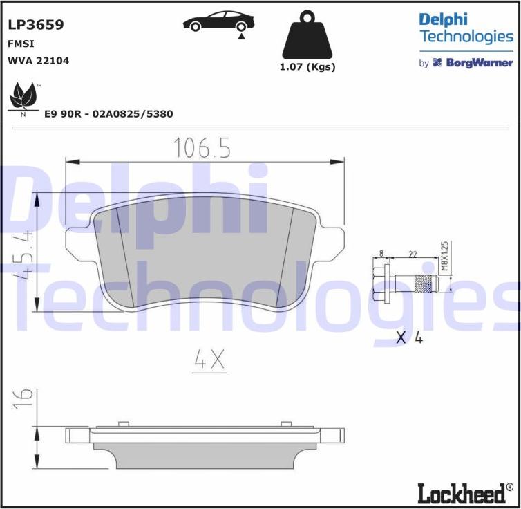 Delphi LP3659 - Komplet Pločica, disk-kočnica www.molydon.hr