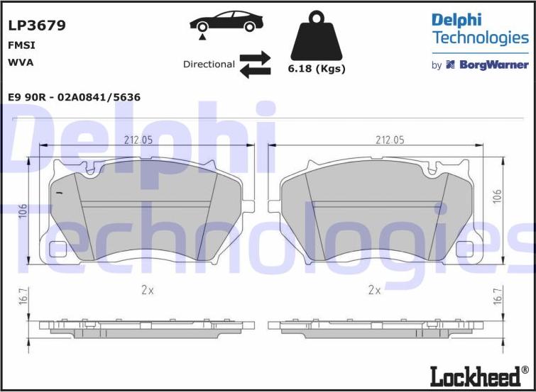 Delphi LP3679 - Komplet Pločica, disk-kočnica www.molydon.hr