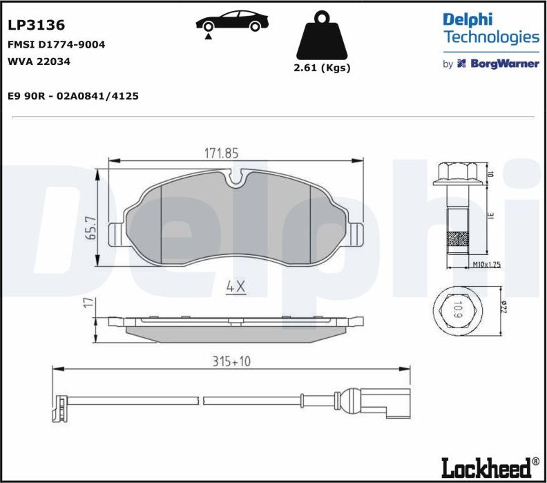 Delphi LP3136.D - Komplet Pločica, disk-kočnica www.molydon.hr