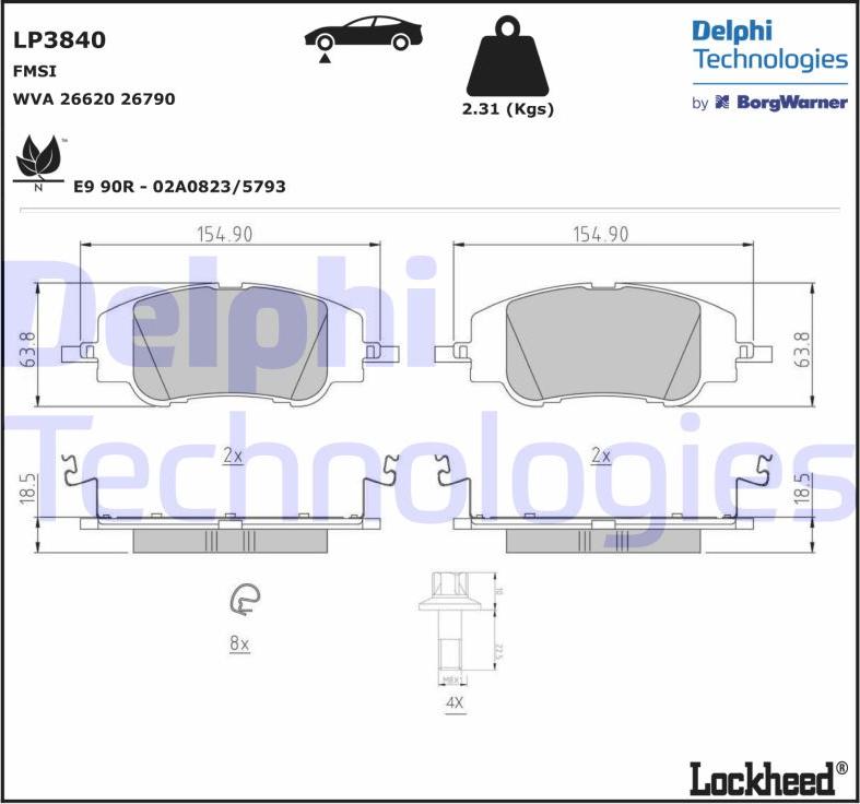 Delphi LP3840 - Komplet Pločica, disk-kočnica www.molydon.hr