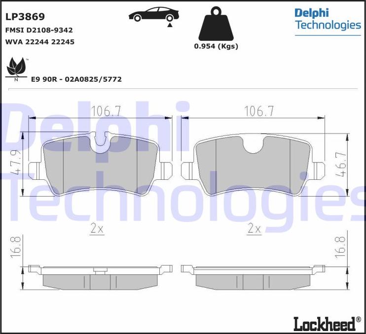 Delphi LP3869 - Komplet Pločica, disk-kočnica www.molydon.hr