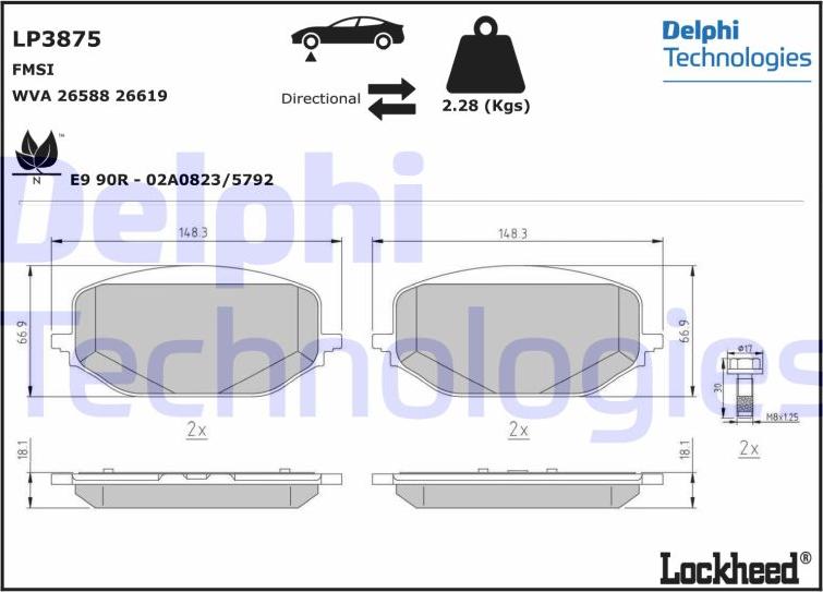 Delphi LP3875 - Komplet Pločica, disk-kočnica www.molydon.hr