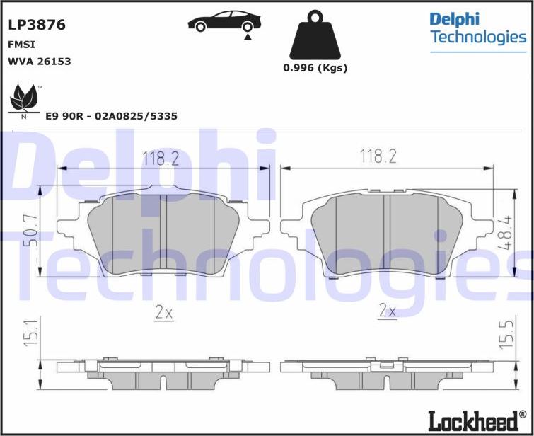 Delphi LP3876 - Komplet Pločica, disk-kočnica www.molydon.hr