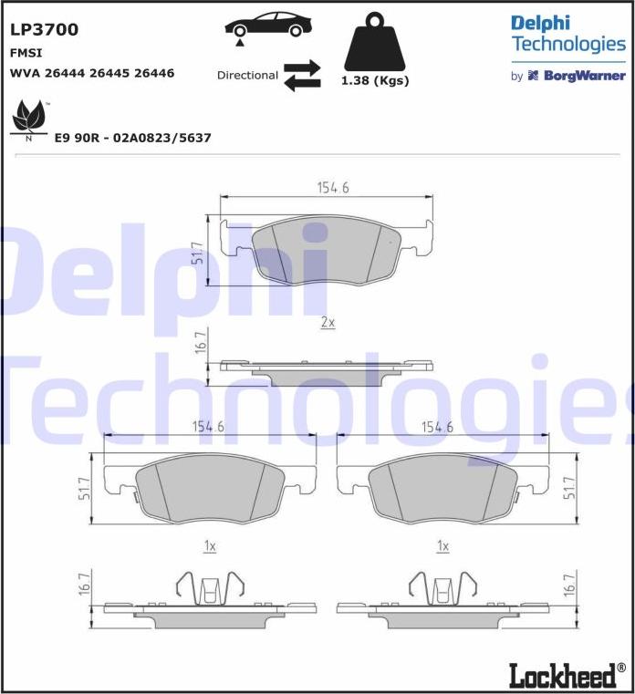 Delphi LP3700 - Komplet Pločica, disk-kočnica www.molydon.hr