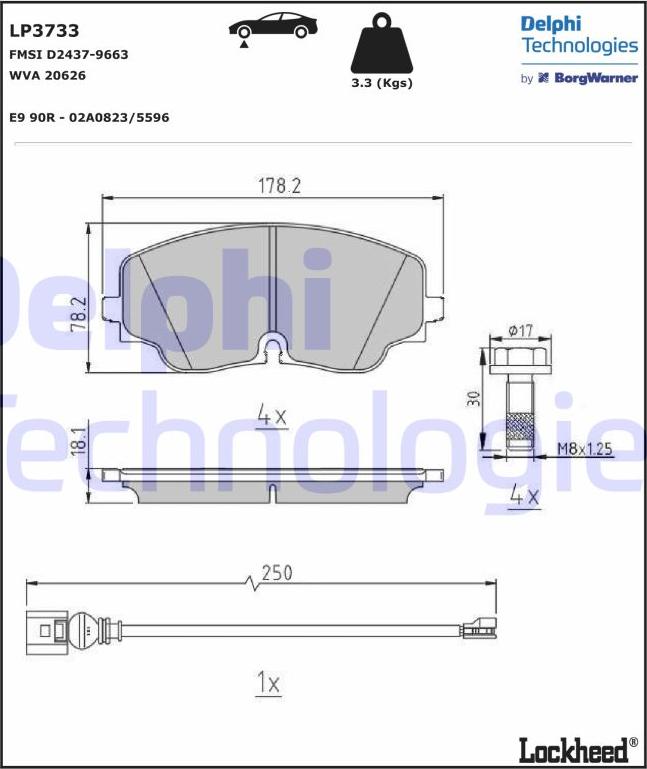 Delphi LP3733 - Komplet Pločica, disk-kočnica www.molydon.hr