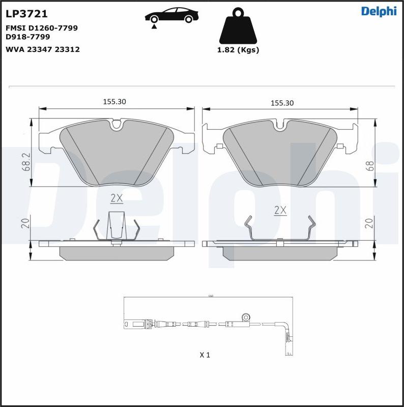 Delphi LP3721 - Komplet Pločica, disk-kočnica www.molydon.hr