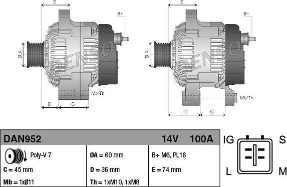 Denso DAN952 - Alternator www.molydon.hr