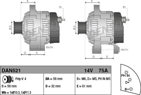 Denso DAN521 - Alternator www.molydon.hr