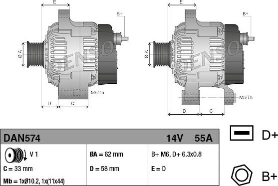 Denso DAN574 - Alternator www.molydon.hr