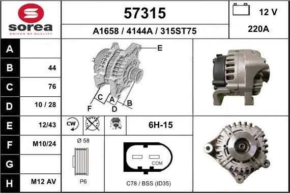 EAI 57315 - Alternator www.molydon.hr