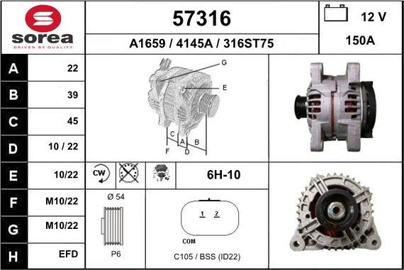 EAI 57316 - Alternator www.molydon.hr