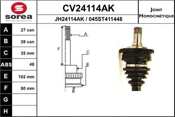 EAI CV24114AK - Kardan, Pogonska osovina www.molydon.hr