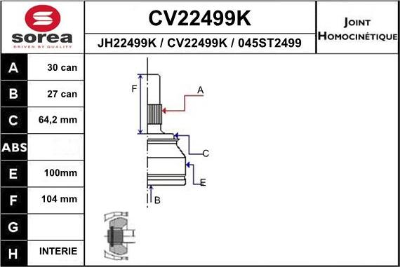 EAI CV22499K - Kardan, Pogonska osovina www.molydon.hr