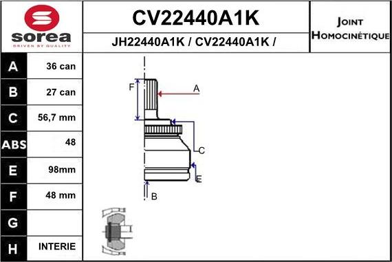 EAI CV22440A1K - Kardan, Pogonska osovina www.molydon.hr