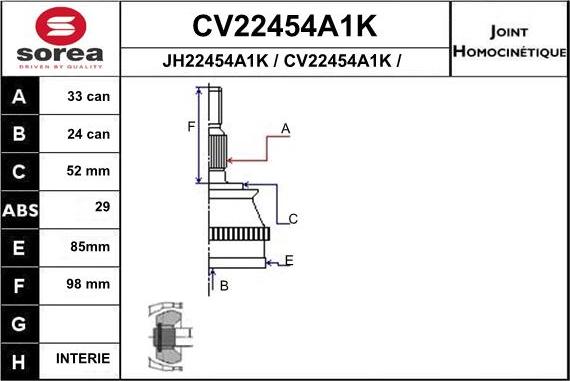 EAI CV22454A1K - Kardan, Pogonska osovina www.molydon.hr