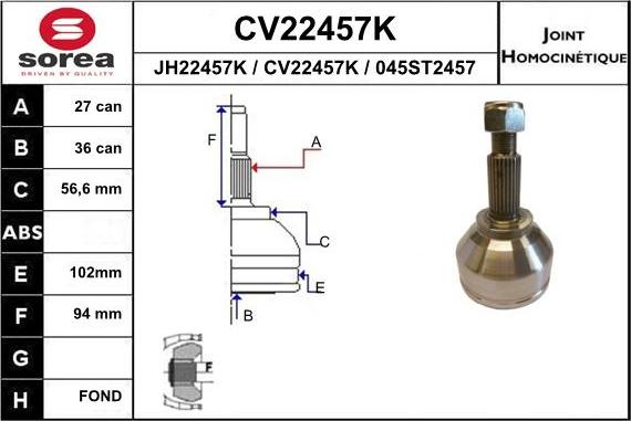 EAI CV22457K - Kardan, Pogonska osovina www.molydon.hr