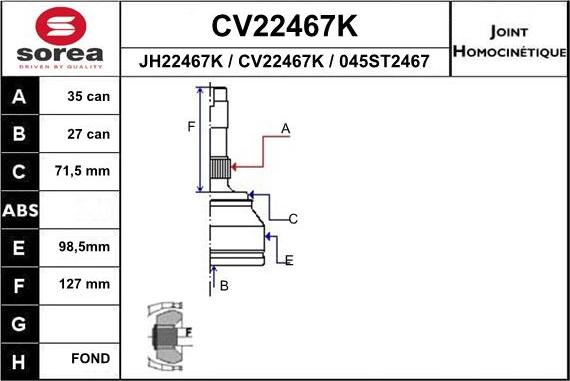 EAI CV22467K - Kardan, Pogonska osovina www.molydon.hr