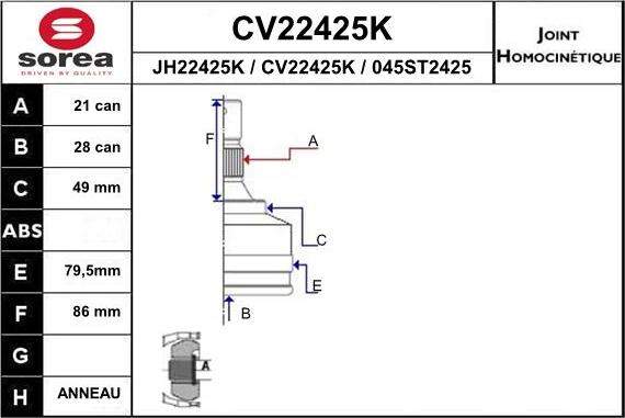 EAI CV22425K - Kardan, Pogonska osovina www.molydon.hr