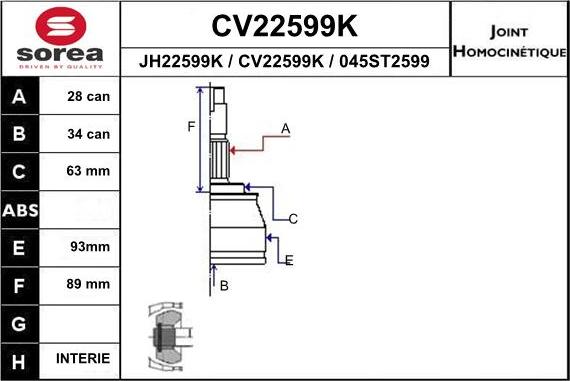 EAI CV22599K - Kardan, Pogonska osovina www.molydon.hr