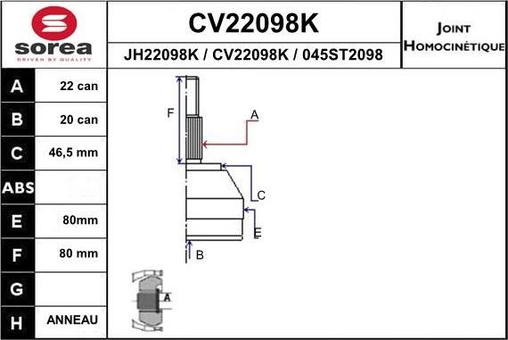 EAI CV22098K - Kardan, Pogonska osovina www.molydon.hr